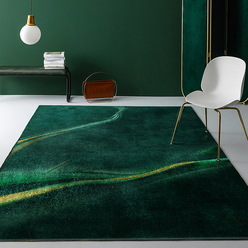 Green Abstract Carpet Polyester Modern Carpet Washable Non-Slip Pet-Friendly Carpet for the Living Room | Bowlift