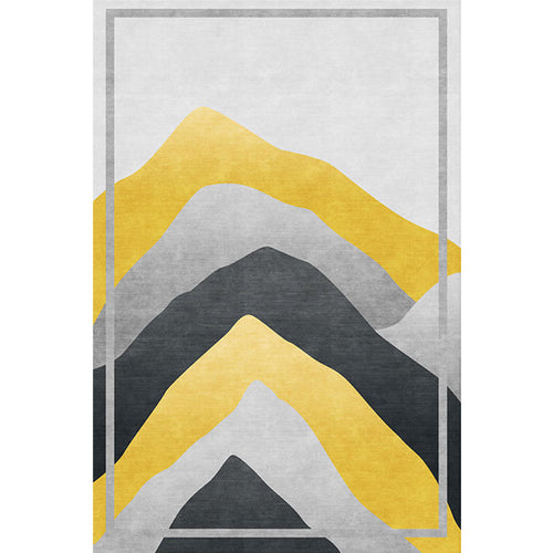 BowLift | Gray and Yellow Color Block Carpet Polyester Modern Carpet Washable Non-Slip Pet-Friendly Carpet for the Living Room