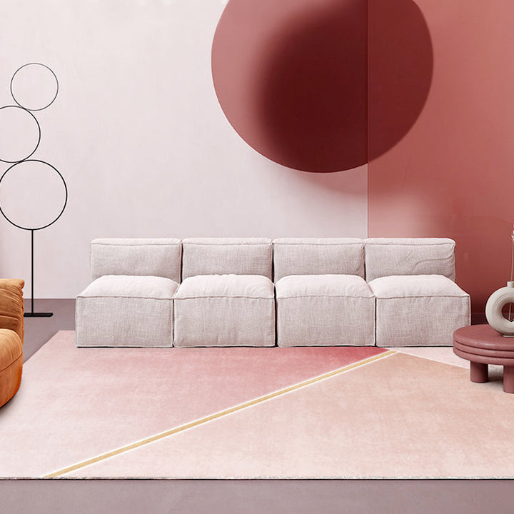 Contemporary Color Block Rug Pink Polyester Rug Non-Slip Back Washable Pet-Friendly Rug for Home | Bowlift