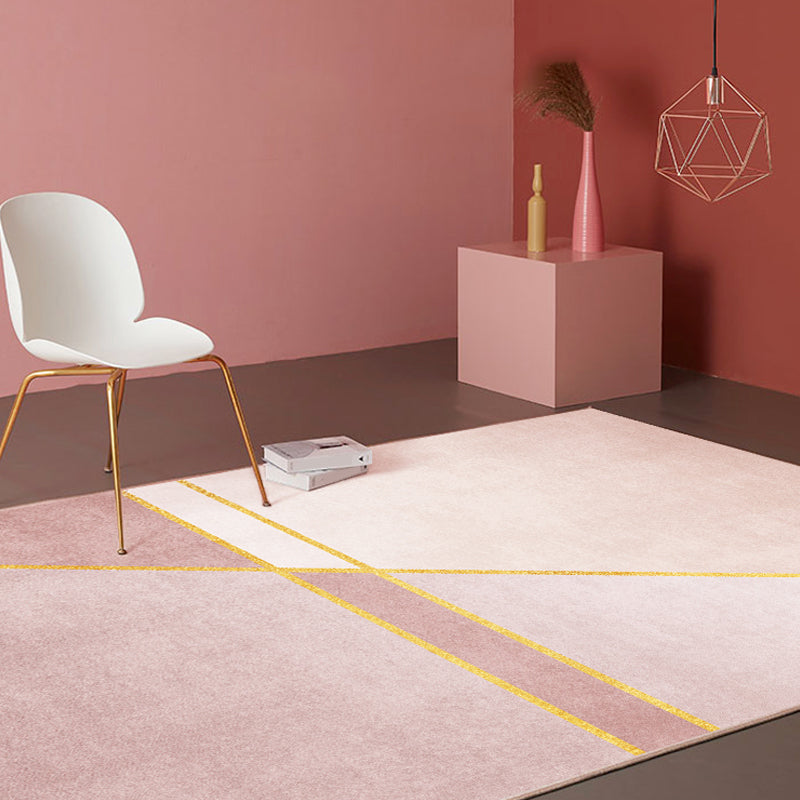 Contemporary Color Block Rug Pink Polyester Rug Non-Slip Back Washable Pet-Friendly Rug for Home | Bowlift