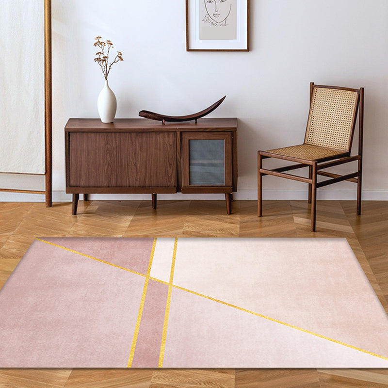 Contemporary Color Block Rug Pink Polyester Rug Non-Slip Back Washable Pet-Friendly Rug for Home | Bowlift