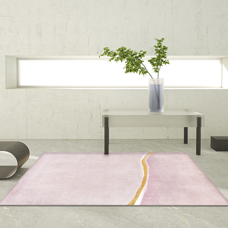 Contemporary Color Block Rug Pink Polyester Rug Non-Slip Back Washable Pet-Friendly Rug for Home | Bowlift