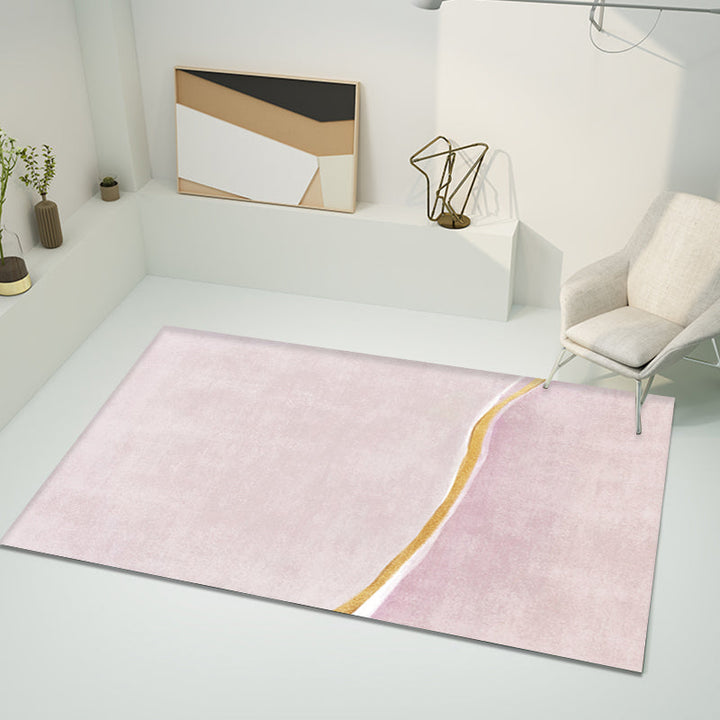 Contemporary Color Block Rug Pink Polyester Rug Non-Slip Back Washable Pet-Friendly Rug for Home | Bowlift