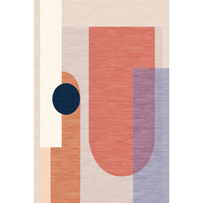 BowLift | Modernist Color Block Carpet Blue and Orange Polyester Carpet Non-Slip Back Washable Pet Friendly Rug for Home