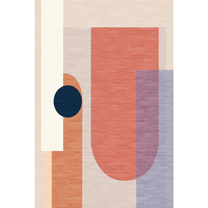 BowLift | Modernist Color Block Carpet Blue and Orange Polyester Carpet Non-Slip Back Washable Pet Friendly Rug for Home