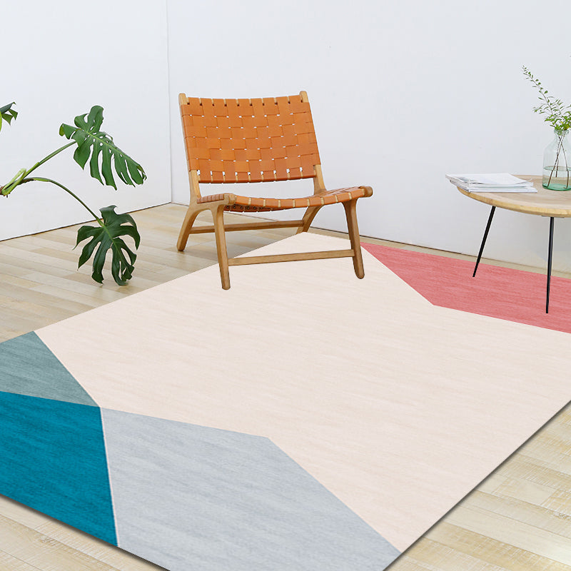 BowLift | Modernist Color Block Carpet Blue and Orange Polyester Carpet Non-Slip Back Washable Pet Friendly Rug for Home