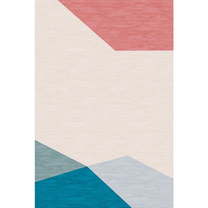 BowLift | Modernist Color Block Carpet Blue and Orange Polyester Carpet Non-Slip Back Washable Pet Friendly Rug for Home