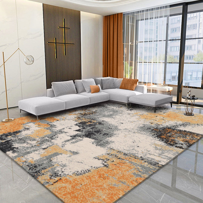 BowLift | Creative Orange Industrial Carpet Polyester Abstract Carpet Washable Pet Friendly Non-Slip Rug for Living Room