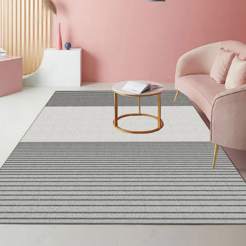 BowLift | Modernist striped pattern carpet light gray and pink polyester rug non-slip back washable pet-friendly rug for home