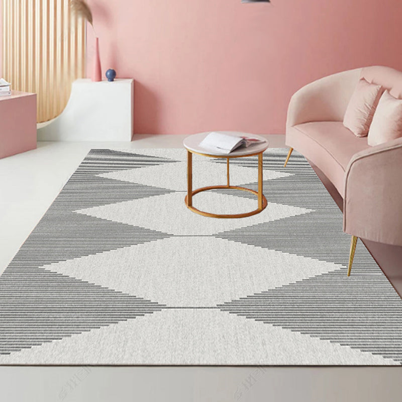 BowLift | Modernist striped pattern carpet light gray and pink polyester rug non-slip back washable pet-friendly rug for home