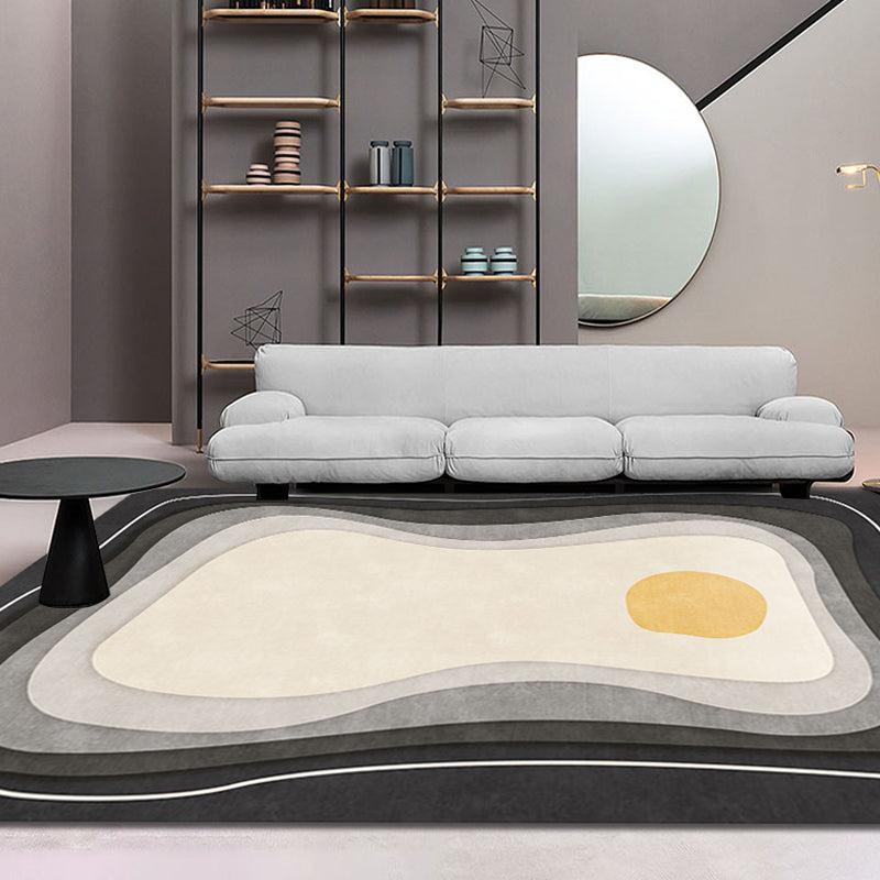 BowLift | Modernist Color Block Carpet Black and White Polyester Rug Non-Slip Back Washable Pet Friendly Area Rug for Home