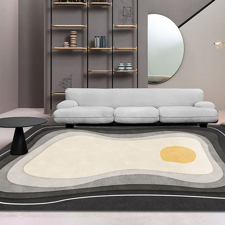 BowLift | Modernist Color Block Carpet Black and White Polyester Rug Non-Slip Back Washable Pet Friendly Area Rug for Home