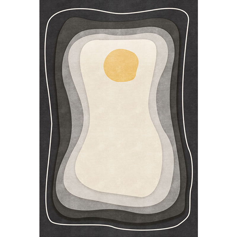 BowLift | Modernist Color Block Carpet Black and White Polyester Rug Non-Slip Back Washable Pet Friendly Area Rug for Home