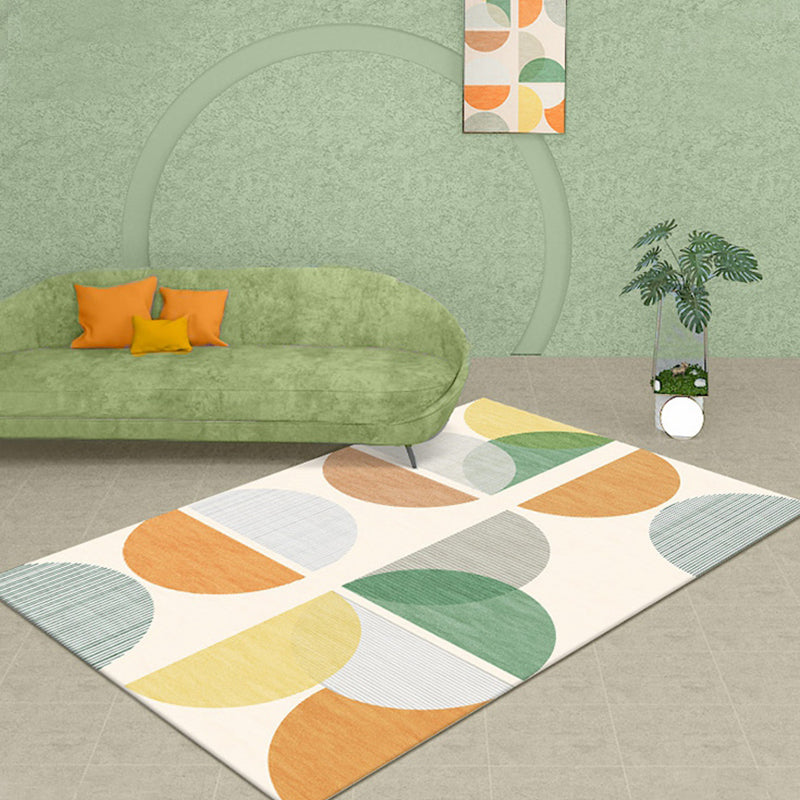 BowLift | Modernist Geometric Pattern Rug with Strips Multicolor Polyester Rug Non-Slip Back Washable Pet Friendly Carpet for Home