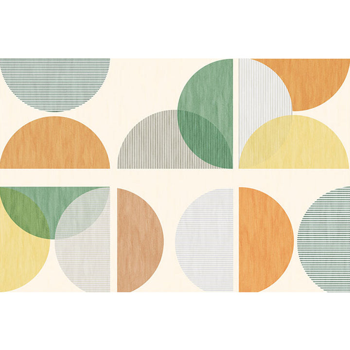BowLift | Modernist Geometric Pattern Rug with Strips Multicolor Polyester Rug Non-Slip Back Washable Pet Friendly Carpet for Home
