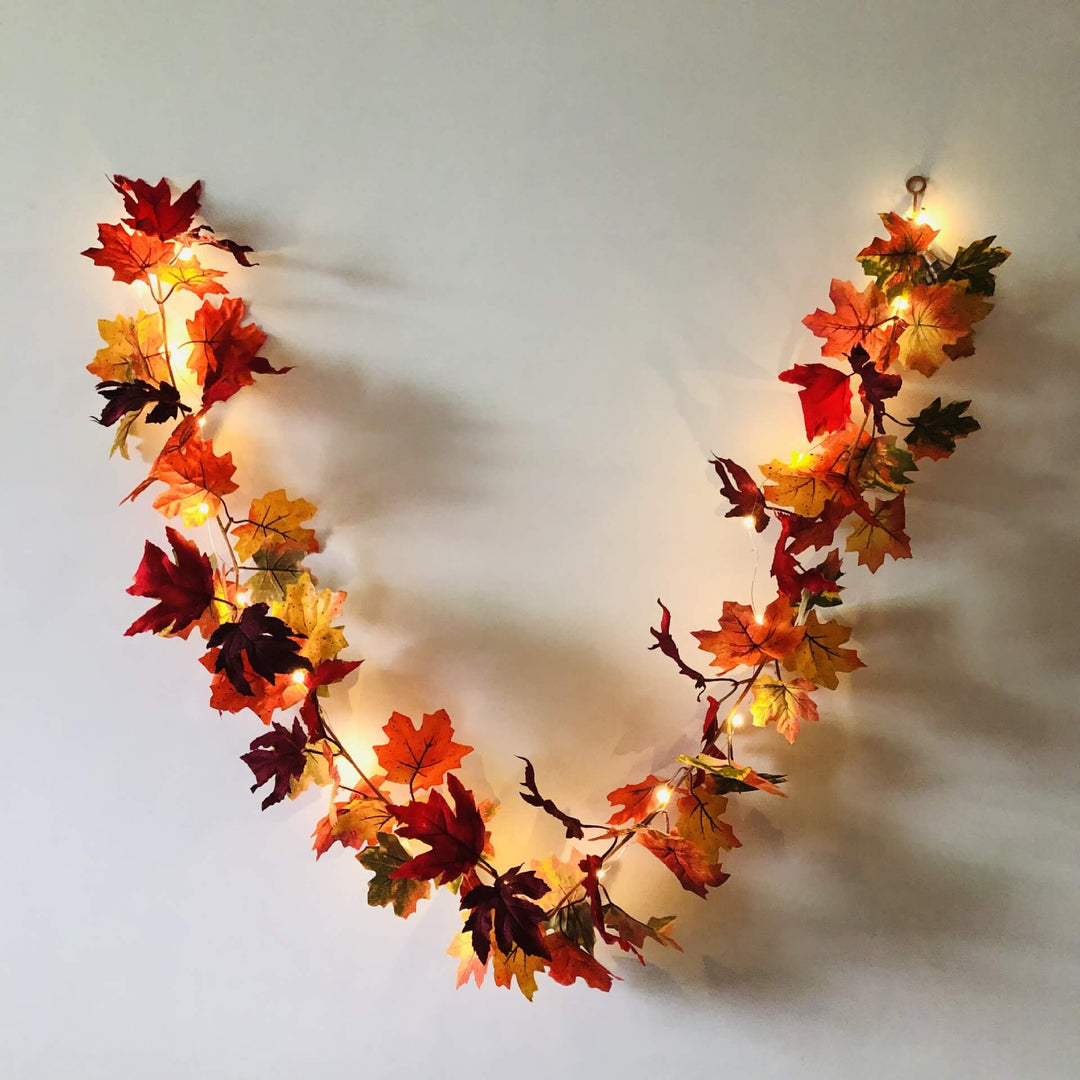 BowLift | Maple Leaf Rattan Party Window Patio Party Thanksgiving Harvest Festival Decoration String Lights
