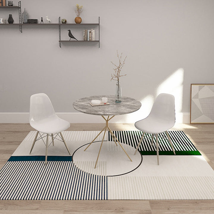 BowLift | Funky Modernism Rug Green and Gray Geometric and Checkered Pattern Rug Pet Friendly Non-Slip Washable Area Rug for Decoration