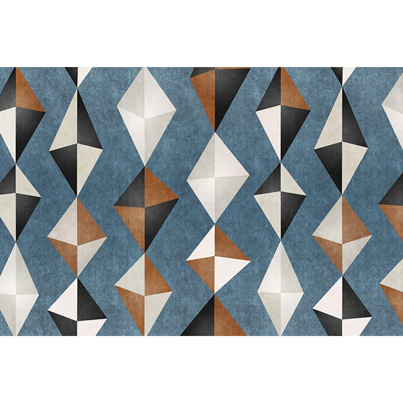 BowLift | Novelty Geometric Pattern Carpet Blue Polyester Carpet Anti-Slip Back Washable Pet Friendly Area Rug for Home