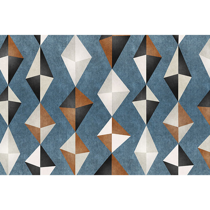 BowLift | Novelty Geometric Pattern Carpet Blue Polyester Carpet Anti-Slip Back Washable Pet Friendly Area Rug for Home
