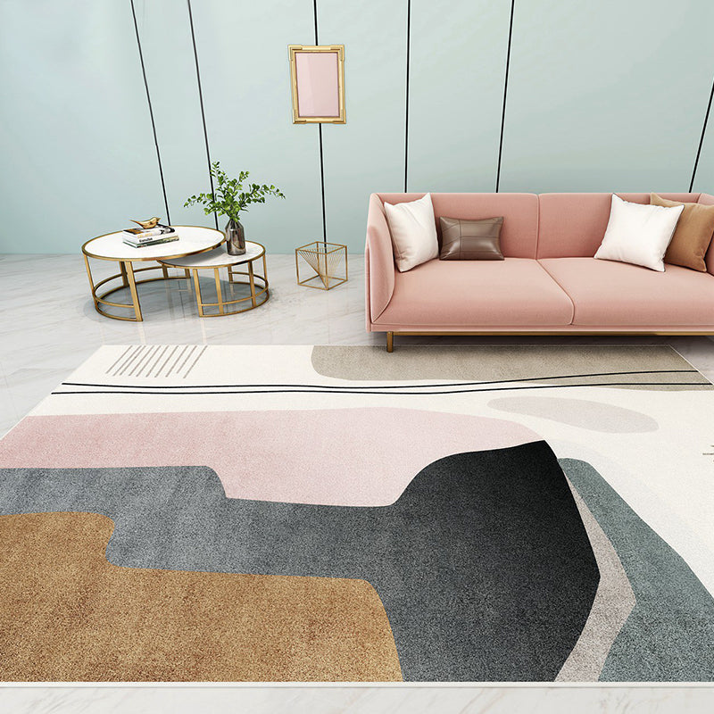 Unique Multicolored Modernist Rug Polyester Abstract Rug Washable Pet Friendly Non-Slip Rug for the Living Room | Bowlift