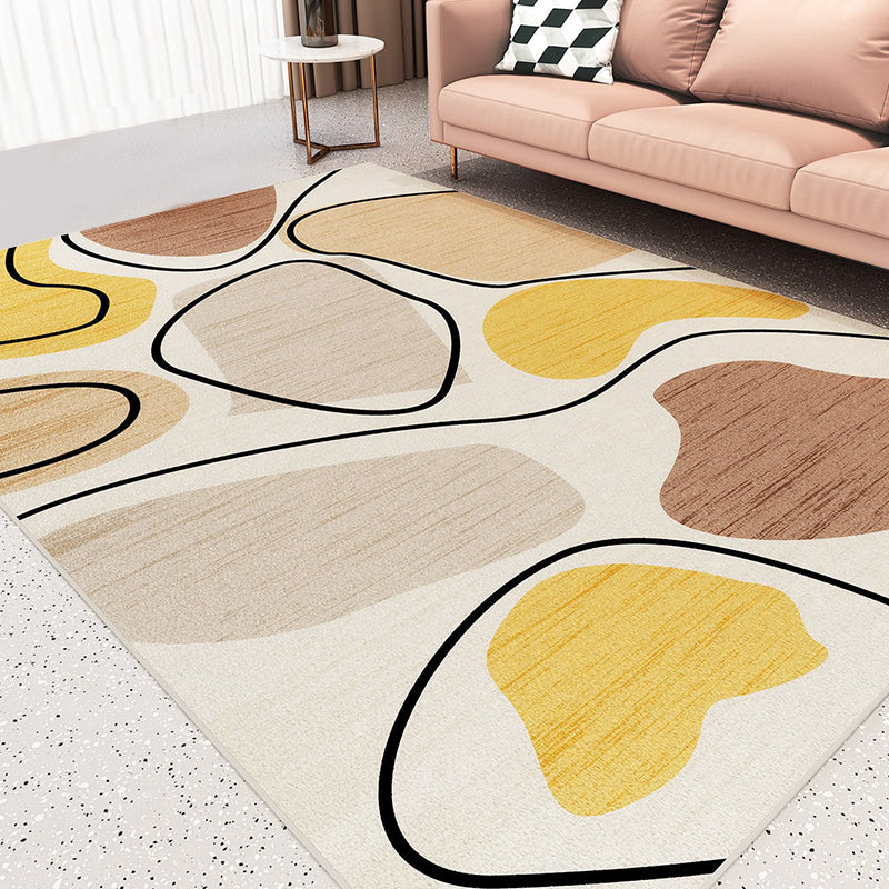 Unique Multicolored Modernist Rug Polyester Abstract Rug Washable Pet Friendly Non-Slip Rug for the Living Room | Bowlift