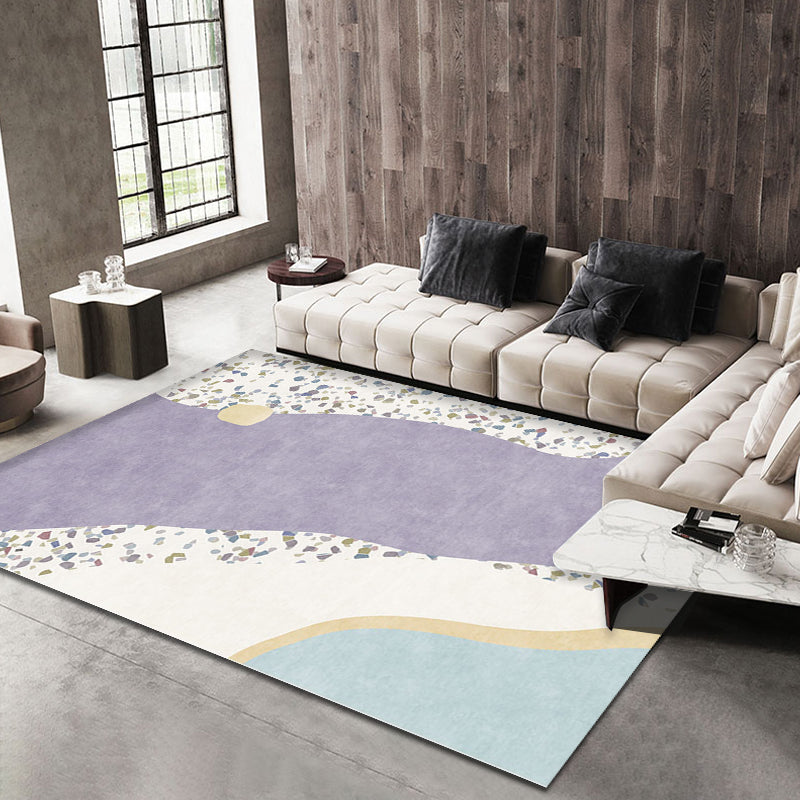 BowLift | Purple Edged Carpet Polyester Modern Carpet Washable Non-Slip Pet-Friendly Area Rug for the Living Room