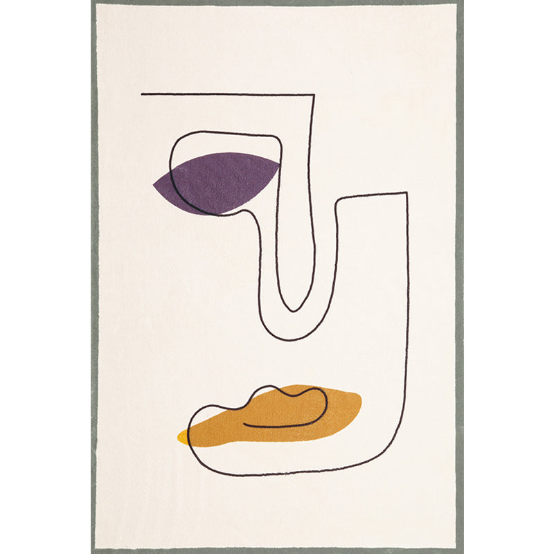 BowLift | Novelty Abstract Rug Beige Polyester Rug Non-Slip Underlay Washable Pet-Friendly Carpet for Home