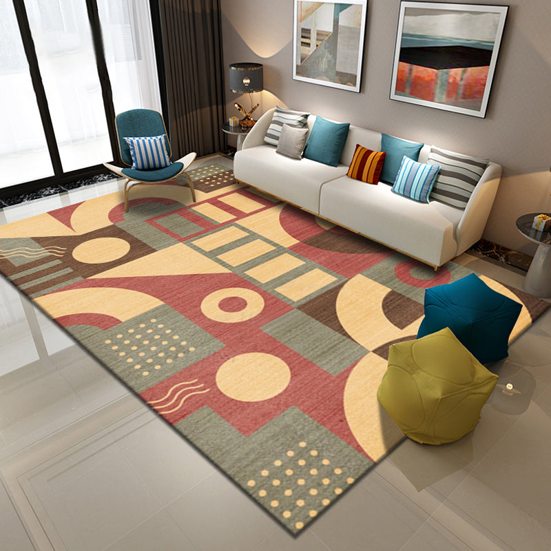 BowLift | Multicolor Geometric Pattern Rug Polyester Simple Rug Washable Non-Slip Pet-Friendly Area Rug for Living Room