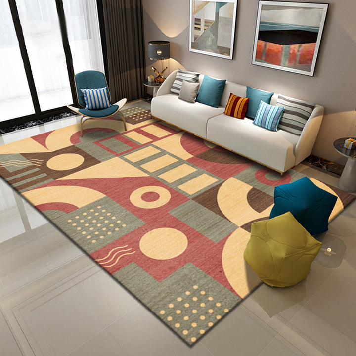BowLift | Multicolor Geometric Pattern Rug Polyester Simple Rug Washable Non-Slip Pet-Friendly Area Rug for Living Room