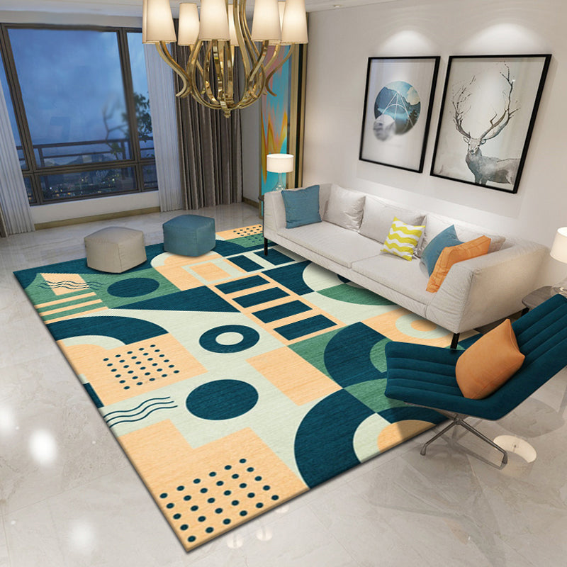 BowLift | Multicolor Geometric Pattern Rug Polyester Simple Rug Washable Non-Slip Pet-Friendly Area Rug for Living Room