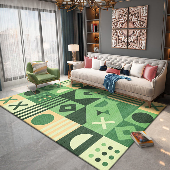BowLift | Multicolor Geometric Pattern Rug Polyester Simple Rug Washable Non-Slip Pet-Friendly Area Rug for Living Room