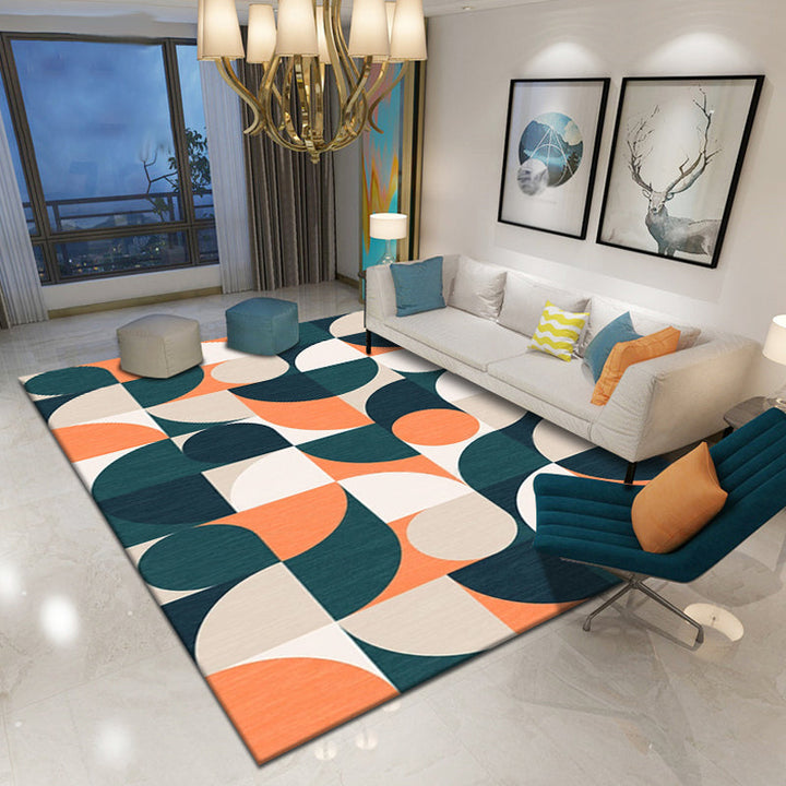 BowLift | Multicolor Geometric Pattern Rug Polyester Simple Rug Washable Non-Slip Pet-Friendly Area Rug for Living Room