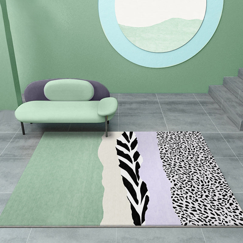 BowLift | Creative Nordic Carpet Green Color Block Carpet Pet Friendly Non-Slip Washable Area Rug for Decoration