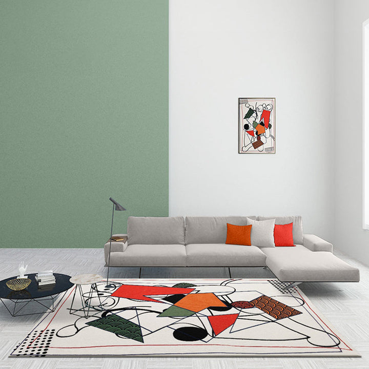 BowLift | Multicolor Abstract Rug Polyester Modern Rug Washable Non-Slip Pet-Friendly Rug for the Living Room