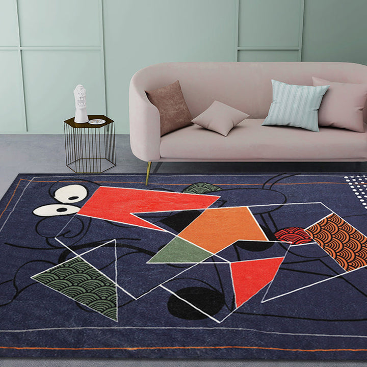 BowLift | Multicolor Abstract Rug Polyester Modern Rug Washable Non-Slip Pet-Friendly Rug for the Living Room