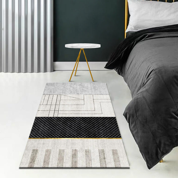 Modernist geometric pattern rug Multicolored Polyester rug Non-slip back Washable Pet-friendly rug for the bedroom | Bowlift