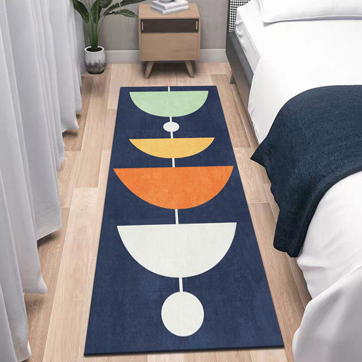 Modernist geometric pattern rug Multicolored Polyester rug Non-slip back Washable Pet-friendly rug for the bedroom | Bowlift
