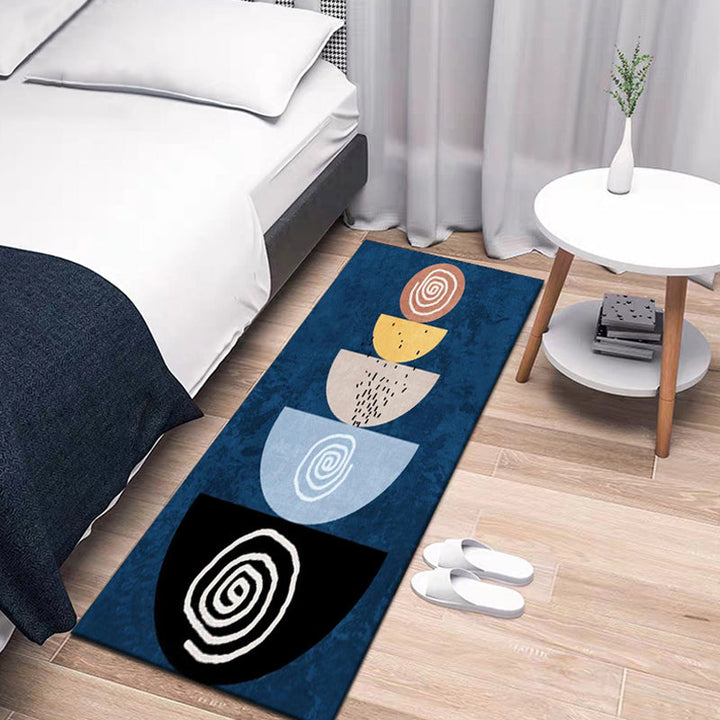 Modernist geometric pattern rug Multicolored Polyester rug Non-slip back Washable Pet-friendly rug for the bedroom | Bowlift
