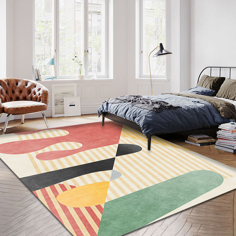 BowLift | Multicolor Colorblock Striped Pattern Carpet Polyester Modern Carpet Washable Non-Slip Pet-Friendly Area Rug for Living Room