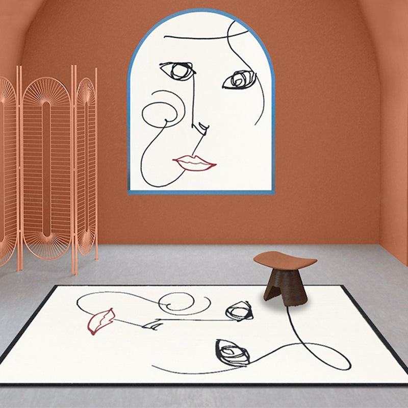 BowLift | Beige Abstract Rug Polyester Modern Rug Washable Non-Slip Pet-Friendly Area Rug for the Living Room