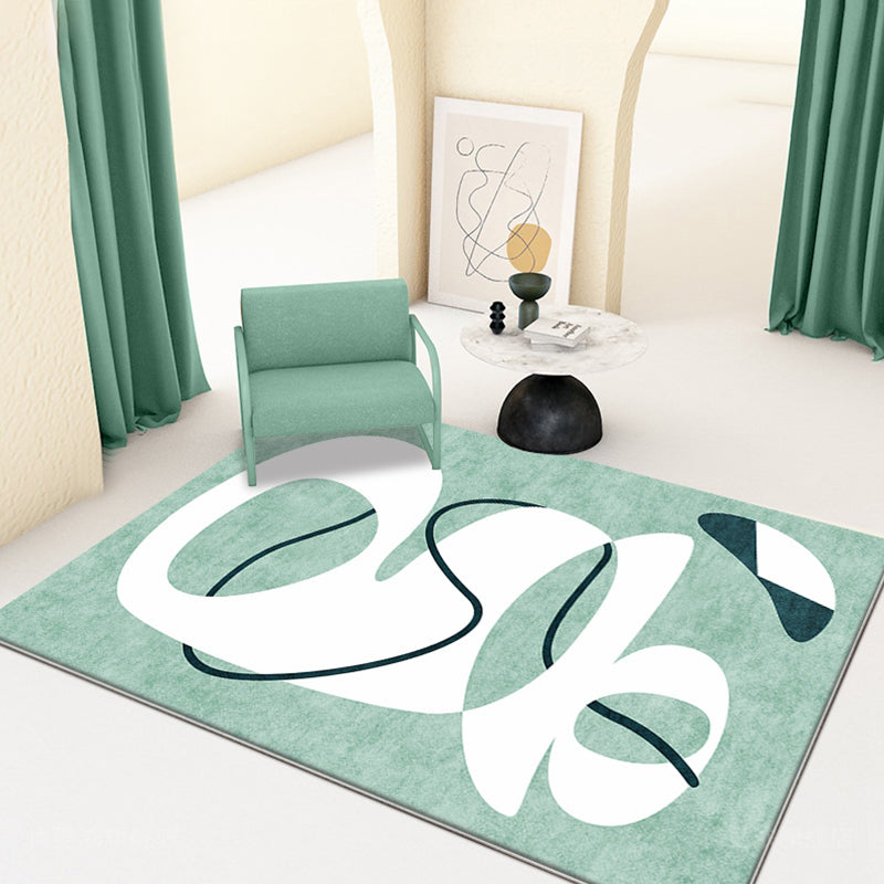 BowLift | Novelty Abstract Rug Green Polyester Rug Non-Slip Back Washable Pet-Friendly Rug for Home