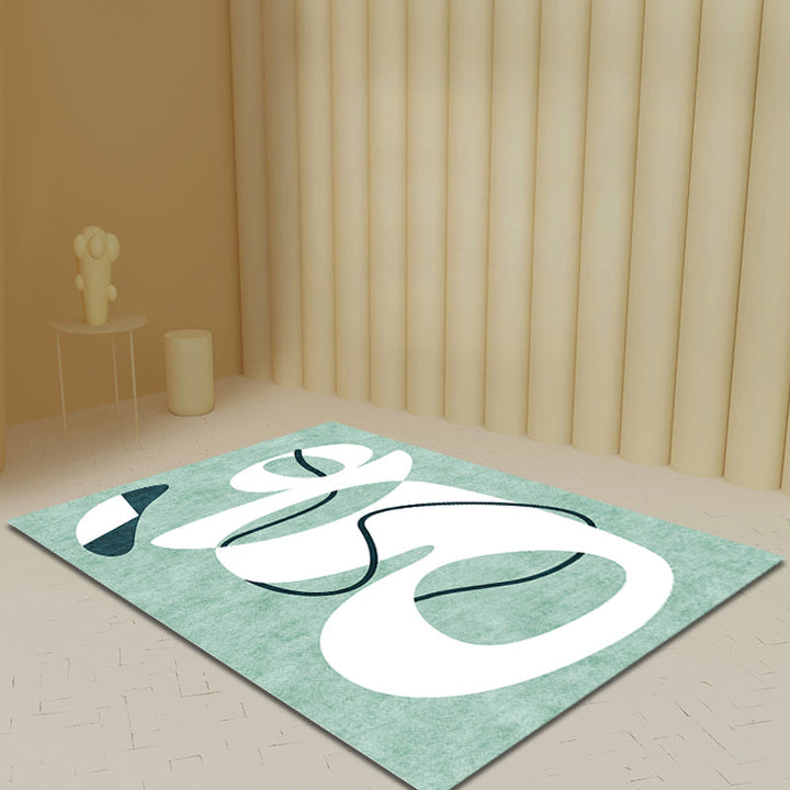 BowLift | Novelty Abstract Rug Green Polyester Rug Non-Slip Back Washable Pet-Friendly Rug for Home