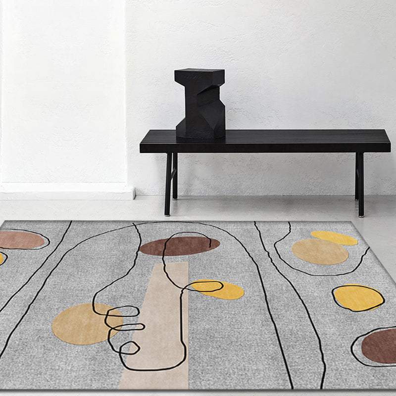 BowLift | Green and Beige Abstract Carpet Polyester Modern Carpet Washable Non-Slip Pet-Friendly Area Rug for Living Room