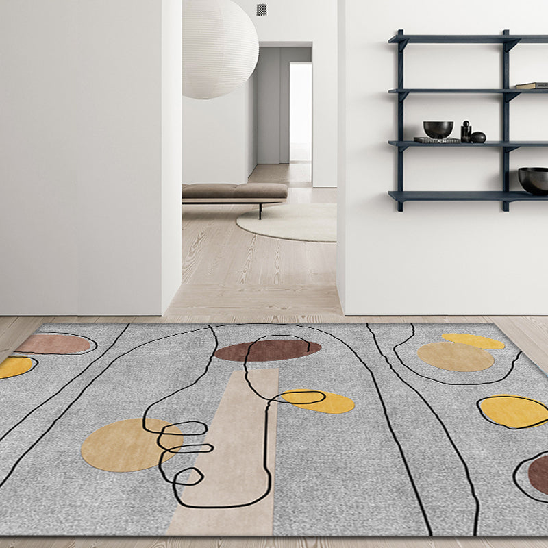 BowLift | Green and Beige Abstract Carpet Polyester Modern Carpet Washable Non-Slip Pet-Friendly Area Rug for Living Room