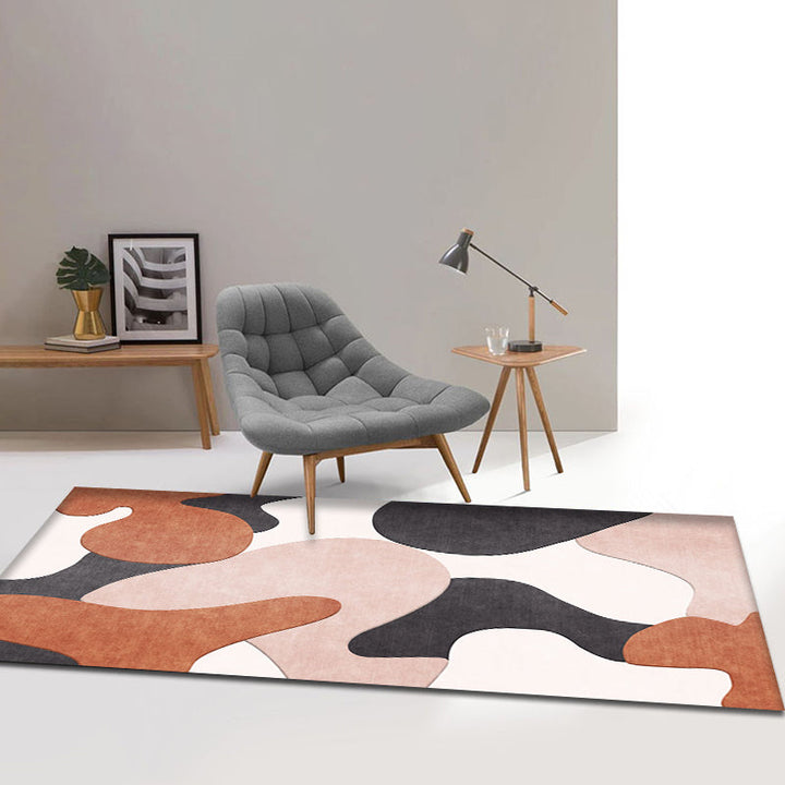 BowLift | Modern Colorblock Rug Multicolored Polyester Rug Non-slip Backing Washable Pet-friendly Rug for Home