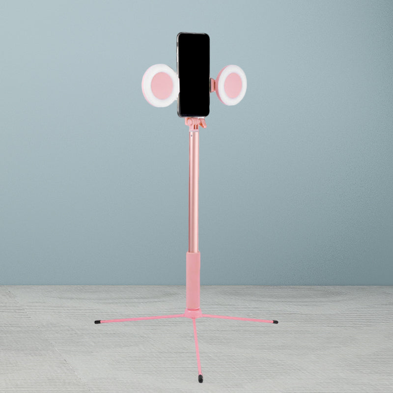 BowLift | Iron Round Make-Up Lighting Contemporary Style LED Fill Light in Pink with USB Connection