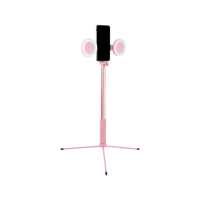 BowLift | Iron Round Make-Up Lighting Contemporary Style LED Fill Light in Pink with USB Connection