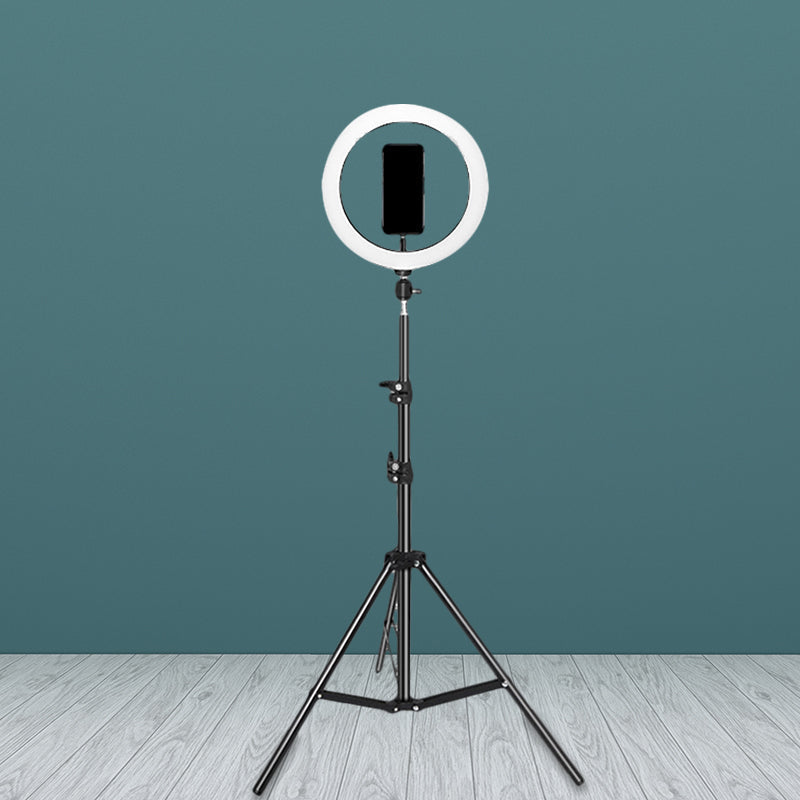 BowLift | Metallic Round Make-Up Lamp Contemporary 63"/75" Long Black LED Overfill Flash Lamp with USB Connection