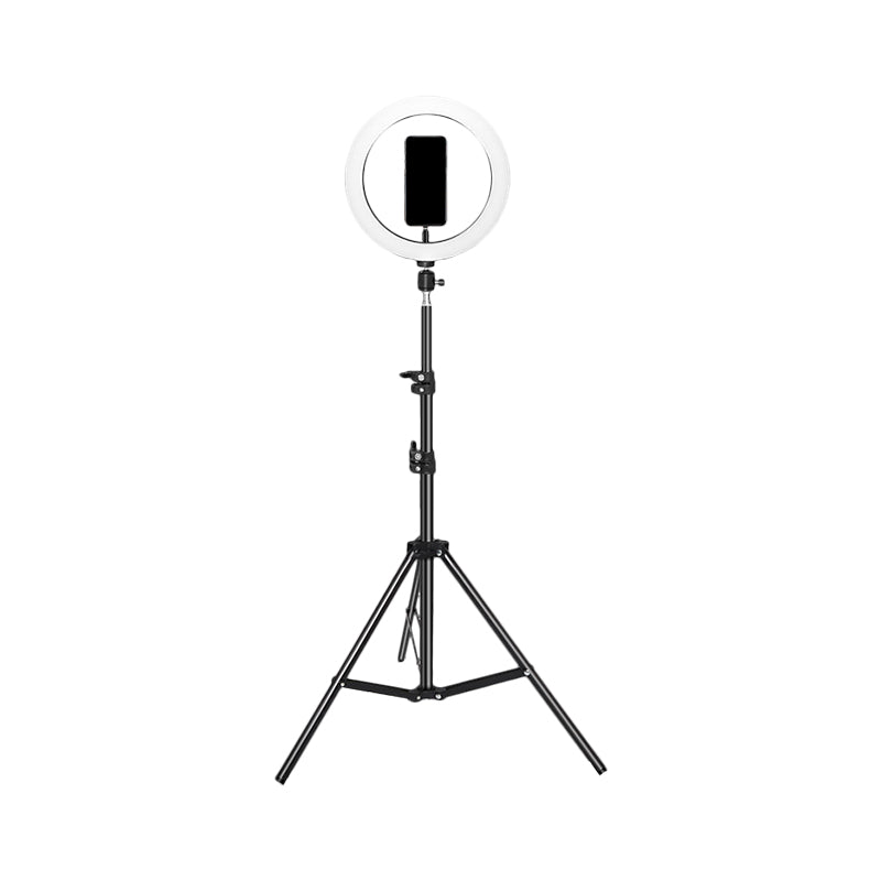 BowLift | Metallic Round Make-Up Lamp Contemporary 63"/75" Long Black LED Overfill Flash Lamp with USB Connection
