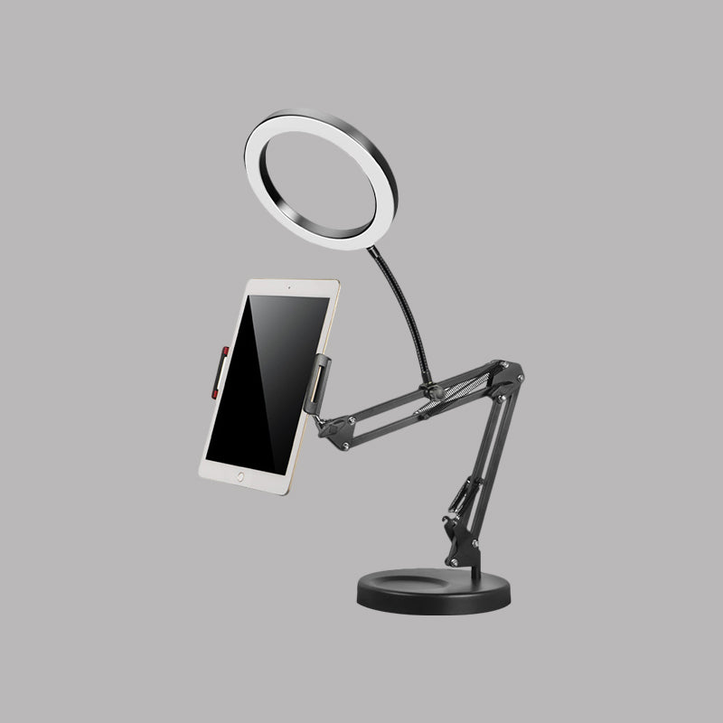 BowLift | LED Make-Up Light Minimalist Metal Mobile Phone Holder Fill Light in Black with Foldable Arm
